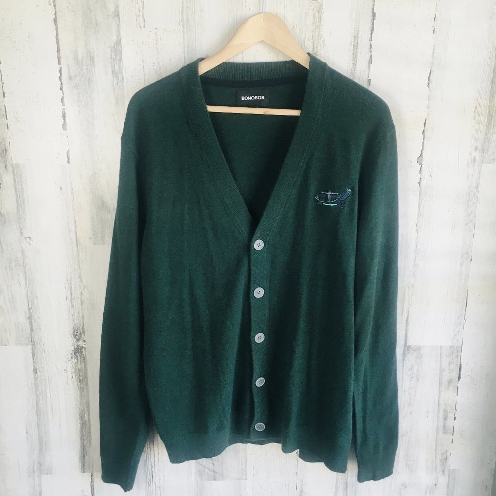 NWOT BONOBOS Grandpa Cardigan Sweater MEN's Green Novelty Turtle Limited Edition